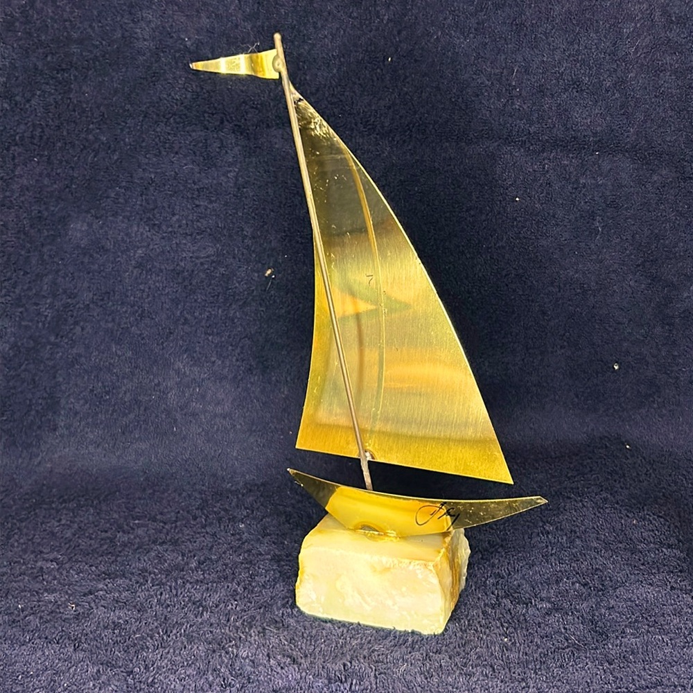 Mario Jason Sailboat Sculpture on Onyx Base, signed